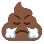 face with steam from nose + pile of poo