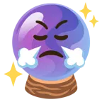 face with steam from nose + crystal ball