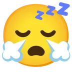 face with steam from nose + sleeping face