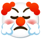 face with steam from nose + clown face