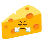 face with steam from nose + cheese wedge