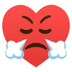 face with steam from nose + heart suit