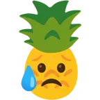üzgün ama rahatlamış yüz + ananas