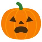 zachmurzona twarz z otwartymi ustami + dynia na halloween