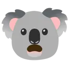 zachmurzona twarz z otwartymi ustami + koala