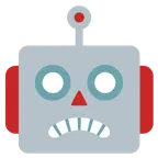 zachmurzona twarz z otwartymi ustami + głowa robota