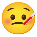 udręczona twarz + twarz z termometrem