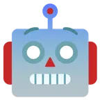 przestraszona twarz + głowa robota