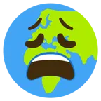erschöpftes Gesicht + Globus mit Europa und Afrika