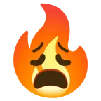 erschöpftes Gesicht + Feuer