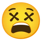 erschöpftes Gesicht + benommenes Gesicht