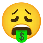 erschöpftes Gesicht + Gesicht mit Dollarzeichen