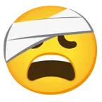 erschöpftes Gesicht + Gesicht mit Kopfverband