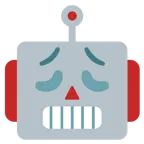 erschöpftes Gesicht + Roboter