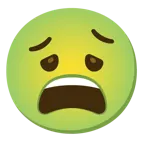 erschöpftes Gesicht + würgendes Gesicht