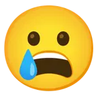 erschöpftes Gesicht + lachendes Gesicht mit Träne