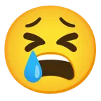 müdes Gesicht + lachendes Gesicht mit Träne