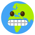 dişlerini gösteren yüz + yerkürede Avrupa-Afrika