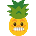 dişlerini gösteren yüz + ananas