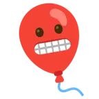 dişlerini gösteren yüz + balon