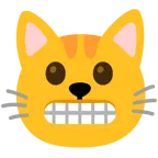 dişlerini gösteren yüz + kedi yüzü