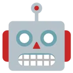 dişlerini gösteren yüz + robot