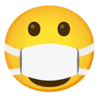 twarz z otwartymi ustami + twarz w masce medycznej