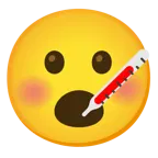 twarz z otwartymi ustami + twarz z termometrem