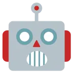 twarz z otwartymi ustami + głowa robota