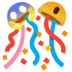 face screaming in fear + confetti ball
