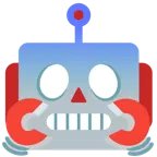 korkuyla çığlık atan yüz + robot