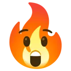 zadziwiona twarz + ogień