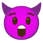 zadziwiona twarz + uśmiechnięta twarz z rogami