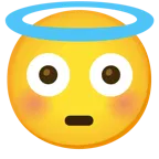 twarz z rumieńcami + uśmiechnięta twarz z aureolą