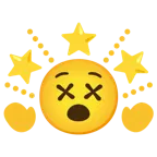 benommenes Gesicht + funkelnder Stern