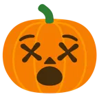 benommenes Gesicht + Halloweenkürbis