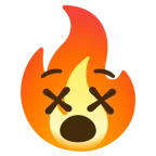 benommenes Gesicht + Feuer