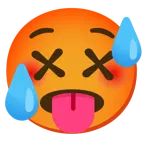 benommenes Gesicht + schwitzendes Gesicht