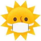 cara con mascarilla médica + sol con cara