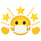 cara con mascarilla médica + estrella brillante