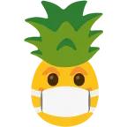 cara con mascarilla médica + piña
