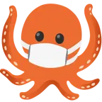 cara con mascarilla médica + pulpo