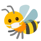 cara con mascarilla médica + abeja