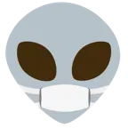 cara con mascarilla médica + alienígena