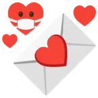 cara con mascarilla médica + carta de amor