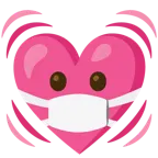 cara con mascarilla médica + corazón latiendo