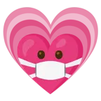 cara con mascarilla médica + corazón creciente