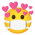 cara con mascarilla médica + corazón con flecha