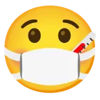 cara con mascarilla médica + cara con termómetro