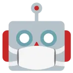 cara con mascarilla médica + robot